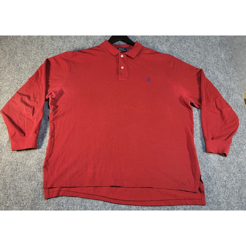 Polo Ralph Lauren Long Sleeve Polo Mens XL Red Salmon Pique Cotton Classic Pony